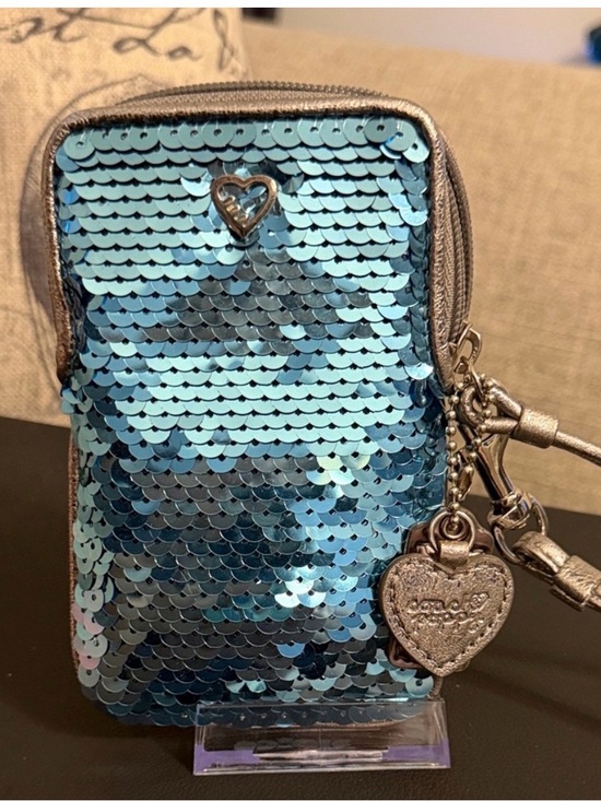 Coach Handbags - Coach Poppy Teal Sequin Phone Wristlet with COA
